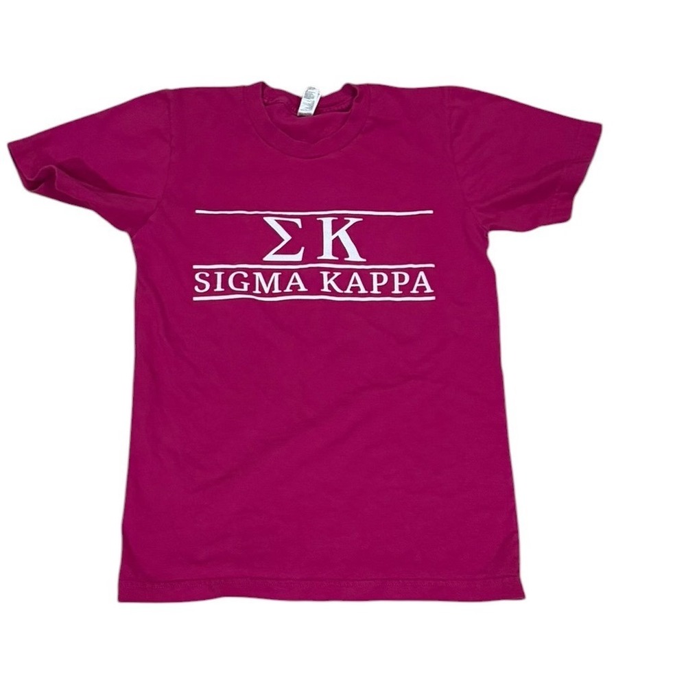 American Apparel Sigma Kappa Sorority T-Shirt XS USA Made Greek Life Tee fuchsia